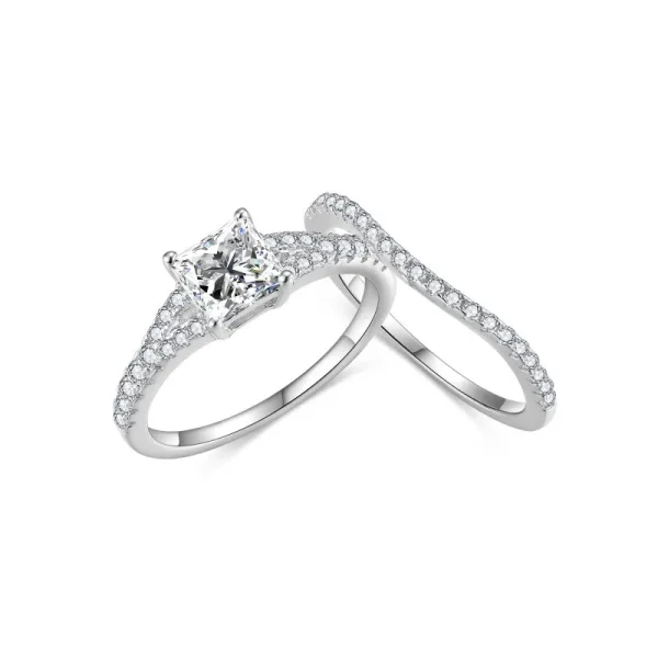 Moissanite Row 1.0carat Princess Diamond Ring Moissanite Row 1.0carat Princess Diamond Ring