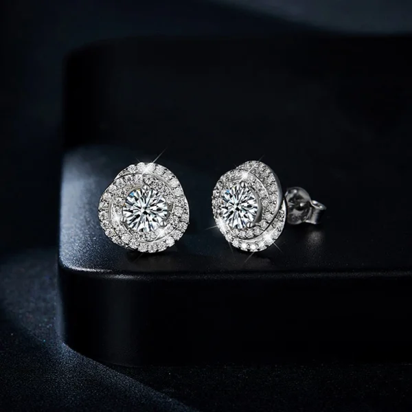 Moissanite 0.5carat Halo Round Diamond Earrings Moissanite 0.5carat Halo Round Diamond Earrings
